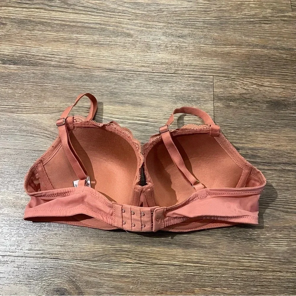 Victoria's Secret Salmon Pink Glitter Lace Dream Angels Demi Bra Womens Size 34D